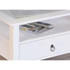 Nouveau 💯 Table Basse Carrée En Bois Massif 1 Tiroir Plateau Verre L75cm CASSIS 🌟 -VIDAXL Shop unnamed file 2383