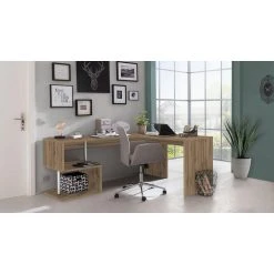 Meilleure vente 🛒 Bureau D'angle Droit Moderne Avec étagères 180 Cm SANTA 🔥 -VIDAXL Shop unnamed file 2406