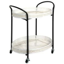 Remise 🌟 Paris Prix Desserte De Cuisine 2 Niveaux Cannage 70cm Noir 👍