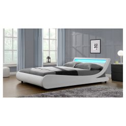 Grosses soldes ???? Lit Avec Sommier Et Tête De Lit LED En PU 160x200 Cm NEON ????