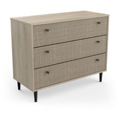 Tout neuf ???? Commode 3 Tiroirs Décor Effet Cannage L90cm HANOÏ ⭐