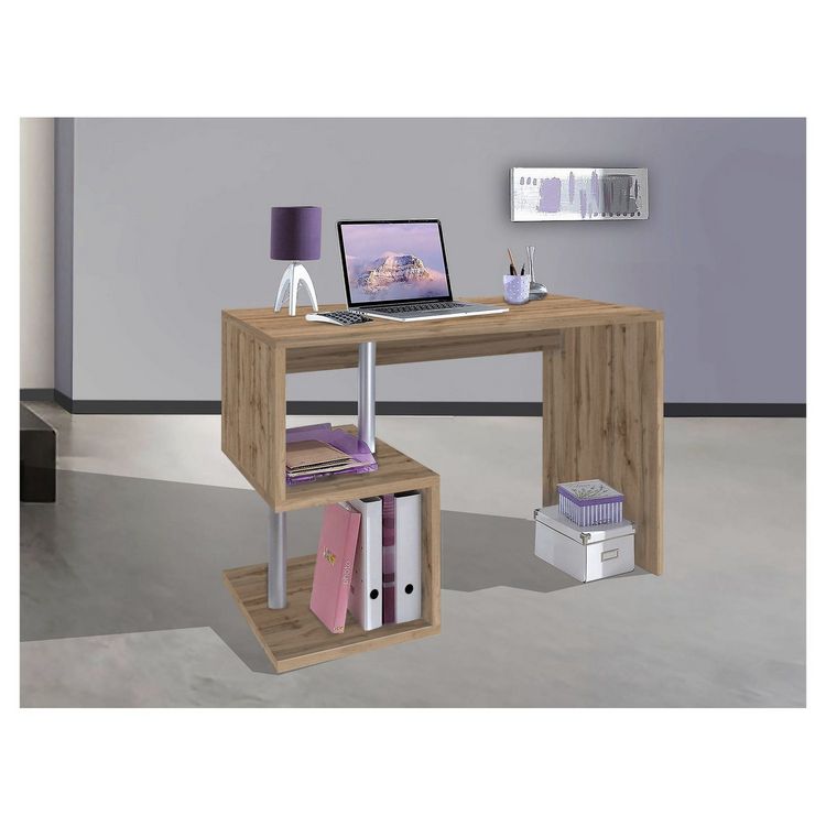 Bureau droit moderne avec étagère 100 cm SANTA Sortie ⌛ Bureau Droit Moderne Avec étagère 100 Cm SANTA ???? -VIDAXL Shop unnamed file 2536