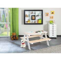 Budget ???? Table-banc Enfant HENNING Pin Massif Vernis Blanc/naturel ????