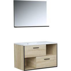 Bon marché ???? Ensemble Meuble De Salle De Bain Bloc 2 Tiroirs Avec Vasque Encastrée Et Miroir L80 Cm ROXY ???? -VIDAXL Shop unnamed file 2595