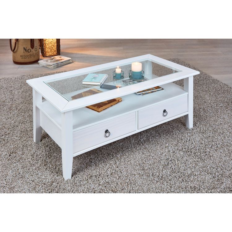 Table basse rectangulaire en bois massif 2 tiroirs plateau verre L115cm CASSIS Budget ???? Table Basse Rectangulaire En Bois Massif 2 Tiroirs Plateau Verre L115cm CASSIS ???? -VIDAXL Shop unnamed file 2605