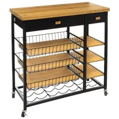 Promo 🌟 ATMOSPHERA Desserte Métal Et Bambou Nera 🌟