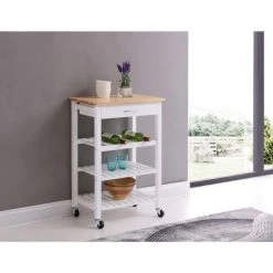 Sortie 🛒 Paris Prix Desserte De Cuisine 3 Niveaux Coril 84cm Blanc 🌟 -VIDAXL Shop unnamed file 318