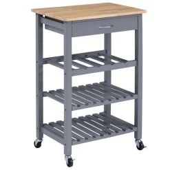 Remise 🎁 Paris Prix Desserte De Cuisine 3 Niveaux Coril 84cm Taupe 🔔