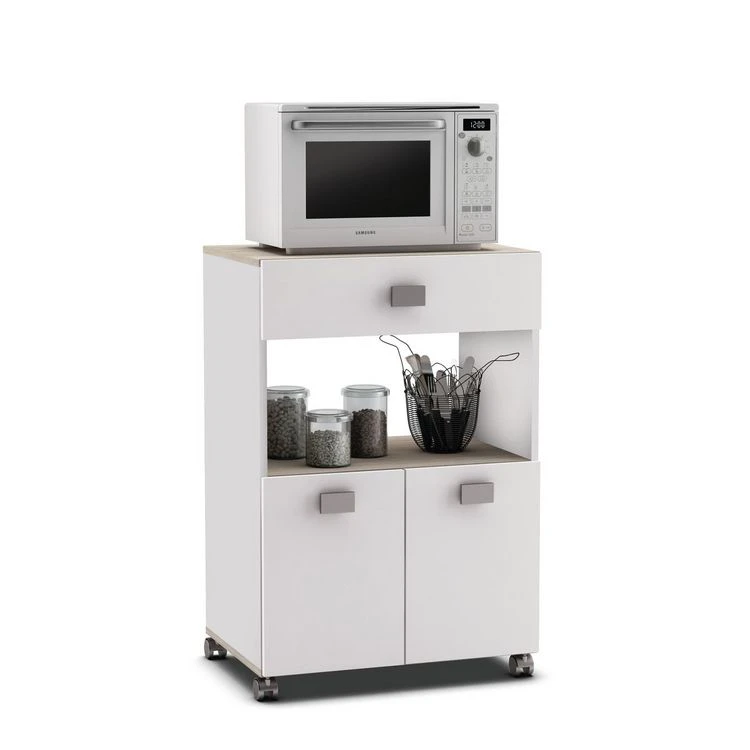 Grosses soldes 🌟 Desserte Micro Ondes 2 Portes 1 Tiroir à Roulettes L42 X P59,6 X H88,3 Cm THYM ❤️ 4 Grosses soldes 🌟 Desserte Micro Ondes 2 Portes 1 Tiroir à Roulettes L42 X P59,6 X H88,3 Cm THYM ❤️ – Image 2