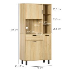Sortie ✔️ HOMCOM Buffet Haut - Armoire De Cuisine Multi-rangement - 3 Portes, 4 Niches, Tiroir - Piètement Métal Noir Panneaux Particules Aspect Bois Clair ???? -VIDAXL Shop unnamed file 422