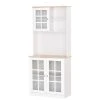 Grosses soldes 😍 HOMCOM HOMCOM Armoire De Cuisine Multi-rangements 3 Portes Vitrine Verre Avec étagère 2 Niches Grand Plateau MDF Blanc Chêne 🔔 -VIDAXL Shop unnamed file 435