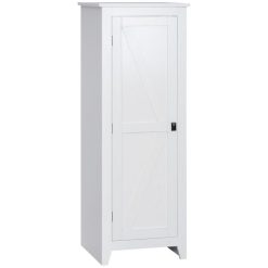 Acheter ???? HOMCOM Armoire De Cuisine Style Campagne Chic 1 Porte 3 étagères Réglables - Dim. 43L X 40l X 121H Cm - MDF Blanc ????