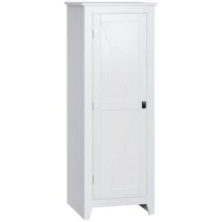 Acheter 🔔 HOMCOM Armoire De Cuisine Style Campagne Chic 1 Porte 3 étagères Réglables - Dim. 43L X 40l X 121H Cm - MDF Blanc 🥰