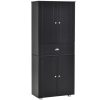 Vente flash ???? HOMCOM HOMCOM Armoire De Cuisine Contemporaine Multi-rangements 4 Portes + Grand Tiroir Dim. 76,2L X 40P X 184H Cm MDF Noir ????