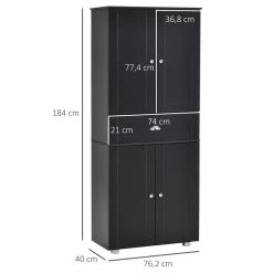 Vente flash 🔔 HOMCOM HOMCOM Armoire De Cuisine Contemporaine Multi-rangements 4 Portes + Grand Tiroir Dim. 76,2L X 40P X 184H Cm MDF Noir 🥰 -VIDAXL Shop unnamed file 449