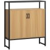 Top 10 ???? HOMCOM Buffet Meuble De Rangement 2 Portes Avec 2 étagères Plateau Verre Trempé Fumé Châssis Métal Noir MDF Aspect Bois Clair ???? -VIDAXL Shop unnamed file 450