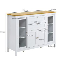 Remise ❤️ HOMCOM HOMCOM Buffet Style Classique Chic Multi-rangement 2 Portes 2 étagères Réglables 2 Tiroirs Coulissants Placard 2 Portes MDF Blanc Plateau Aspect Bois Clair ???? -VIDAXL Shop unnamed file 455