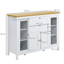 Remise ❤️ HOMCOM HOMCOM Buffet Style Classique Chic Multi-rangement 2 Portes 2 étagères Réglables 2 Tiroirs Coulissants Placard 2 Portes MDF Blanc Plateau Aspect Bois Clair 😉 -VIDAXL Shop unnamed file 455