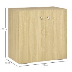 Vente flash ???? HOMCOM HOMCOM Buffet Meuble De Rangement Placard 2 Portes Avec étagère Poignées Boutons Métal Chromé Panneaux Particules Aspect Chêne Clair ???? -VIDAXL Shop unnamed file 461