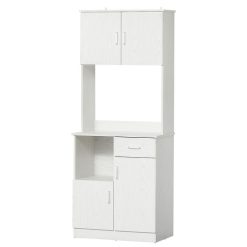 Tout neuf ???? HOMCOM HOMCOM Armoire De Cuisine Multi-rangements 4 Portes 1 Tiroirs étagère + Grand Plateau 71 X 41 X 178 Cm MDF Blanc ❤️