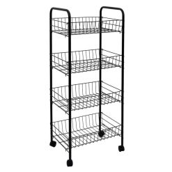 Le moins cher ✨ The Home Deco Factory Desserte à Roulettes 4 Niveaux Noire ????