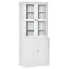 Meilleure vente 😍 HOMCOM HOMCOM Bibliothèque Vitrine Multi-rangement - 2 Portes Verre, 2 Portes Bois, 4 étagères Réglables - MDF Blanc 🔔 -VIDAXL Shop unnamed file 480