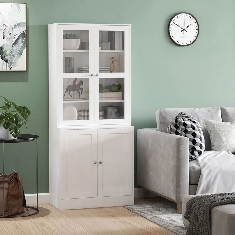 Meilleure vente 😍 HOMCOM HOMCOM Bibliothèque Vitrine Multi-rangement - 2 Portes Verre, 2 Portes Bois, 4 étagères Réglables - MDF Blanc 🔔 4 Meilleure vente 😍 HOMCOM HOMCOM Bibliothèque Vitrine Multi-rangement - 2 Portes Verre, 2 Portes Bois, 4 étagères Réglables - MDF Blanc 🔔 – Image 2