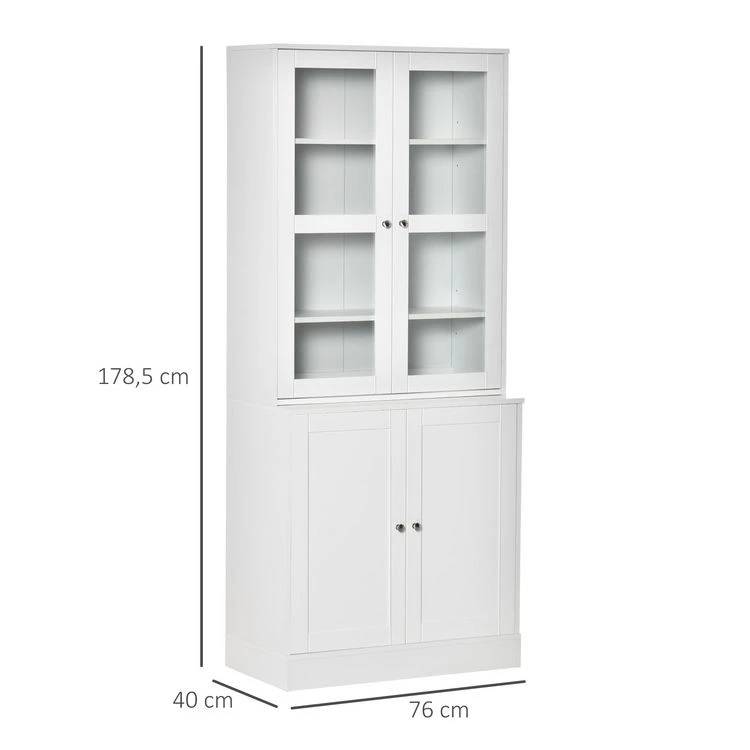 Meilleure vente 😍 HOMCOM HOMCOM Bibliothèque Vitrine Multi-rangement - 2 Portes Verre, 2 Portes Bois, 4 étagères Réglables - MDF Blanc 🔔 5 Meilleure vente 😍 HOMCOM HOMCOM Bibliothèque Vitrine Multi-rangement - 2 Portes Verre, 2 Portes Bois, 4 étagères Réglables - MDF Blanc 🔔 – Image 3