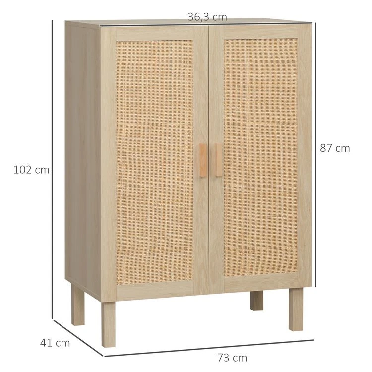 Meilleure vente 💯 HOMCOM Buffet 2 Portes 2 étagères Réglables Style Bohème Chic Cannage En Rotin Panneaux Aspect Bois Clair 🌟 5 Meilleure vente 💯 HOMCOM Buffet 2 Portes 2 étagères Réglables Style Bohème Chic Cannage En Rotin Panneaux Aspect Bois Clair 🌟 – Image 3