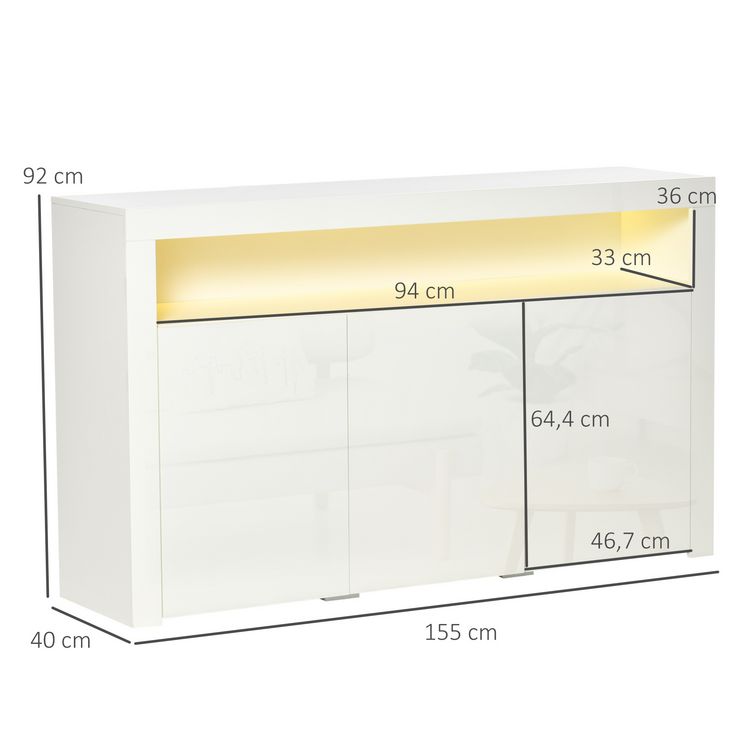 HOMCOM HOMCOM Buffet LED - meuble de rangement LED - 3 placards avec étagère et grande niche - panneaux particules MDF blanc laqué Promo ???? HOMCOM HOMCOM Buffet LED - Meuble De Rangement LED - 3 Placards Avec étagère Et Grande Niche - Panneaux Particules MDF Blanc Laqué ???? -VIDAXL Shop unnamed file 494