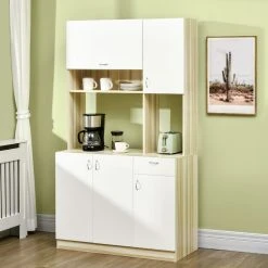 Meilleure vente 🔔 HOMCOM HOMCOM Armoire De Cuisine Contemporaine Rangement- Buffet Haut - 5 Portes, 1 Tiroir, 3 Niches - 102 X 48 X 180 Cm ⭐ -VIDAXL Shop unnamed file 513
