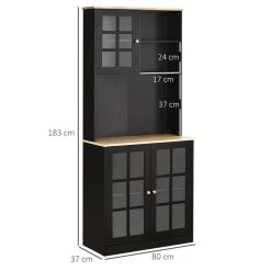 Meilleur prix ❤️ HOMCOM Armoire De Cuisine Multi-rangements 3 Portes Vitrine Verre Avec étagère 2 Niches Grand Plateau MDF 🧨 -VIDAXL Shop unnamed file 517