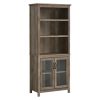 De gros ???? HOMCOM HOMCOM Bibliothèque Armoire Rustique Chic Multi-rangements 2 étagères Plateau Vitrine Verre Avec étagère Imitation Bois Veinage Marron Dim. 76 X 40 X 180 Cm ✨