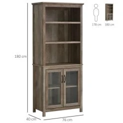 De gros 🛒 HOMCOM HOMCOM Bibliothèque Armoire Rustique Chic Multi-rangements 2 étagères Plateau Vitrine Verre Avec étagère Imitation Bois Veinage Marron Dim. 76 X 40 X 180 Cm ✨ -VIDAXL Shop unnamed file 520