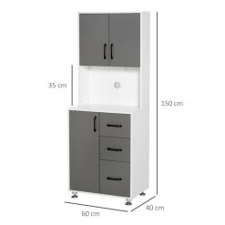 Nouveau ✨ HOMCOM HOMCOM Armoire De Cuisine Multi-rangements 2 + 1 Porte 3 Tiroirs + Grand Plateau Dim. 60L X 40l X 150H Cm Bicolore Gris Blanc ???? 4 Nouveau ✨ HOMCOM HOMCOM Armoire De Cuisine Multi-rangements 2 + 1 Porte 3 Tiroirs + Grand Plateau Dim. 60L X 40l X 150H Cm Bicolore Gris Blanc ???? -VIDAXL Shop unnamed file 532