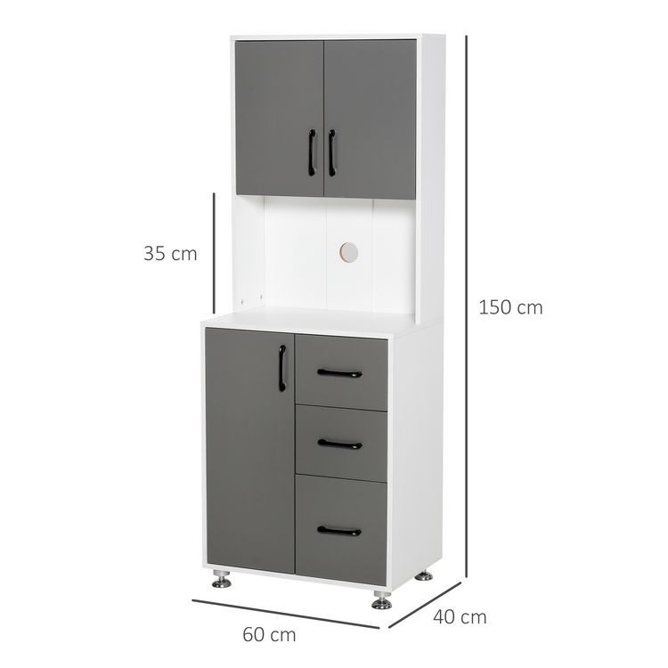 HOMCOM HOMCOM Armoire de cuisine multi-rangements 2 + 1 porte 3 tiroirs + grand plateau dim. 60L x 40l x 150H cm bicolore gris blanc Nouveau ✨ HOMCOM HOMCOM Armoire De Cuisine Multi-rangements 2 + 1 Porte 3 Tiroirs + Grand Plateau Dim. 60L X 40l X 150H Cm Bicolore Gris Blanc ???? -VIDAXL Shop unnamed file 532