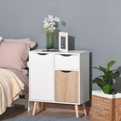 Tout neuf ⭐ HOMCOM Buffet Design Scandinave 2 Placards Tiroir Coulissant Pieds Bois Massif Pin Panneaux Particules Blanc Chêne Clair 💯 -VIDAXL Shop unnamed file 540