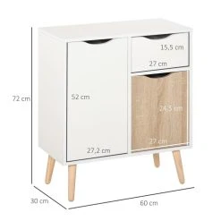 Tout neuf ⭐ HOMCOM Buffet Design Scandinave 2 Placards Tiroir Coulissant Pieds Bois Massif Pin Panneaux Particules Blanc Chêne Clair 💯 -VIDAXL Shop unnamed file 541