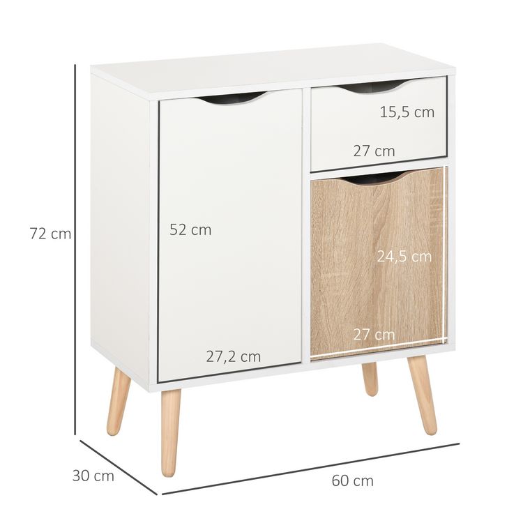 HOMCOM HOMCOM Meuble de rangement design scandinave 2 placards tiroir coulissant pieds bois massif pin panneaux particules blanc chêne clair Tout neuf ⭐ HOMCOM Buffet Design Scandinave 2 Placards Tiroir Coulissant Pieds Bois Massif Pin Panneaux Particules Blanc Chêne Clair ???? -VIDAXL Shop unnamed file 541