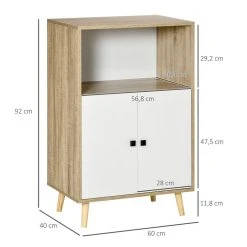 Nouveau ❤️ HOMCOM Buffet Meuble De Rangement Design Scandinave 2 Portes étagère Niche Panneaux Particules Blanc Aspect Chêne Clair 😉 -VIDAXL Shop unnamed file 544