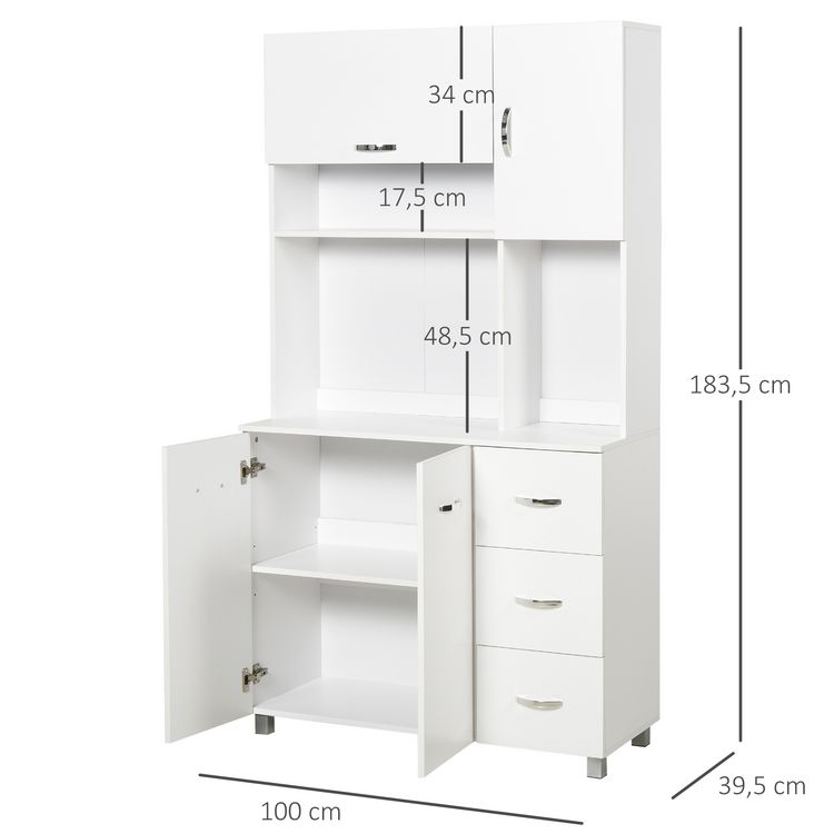 HOMCOM HOMCOM Armoire de cuisine multi-rangements 4 portes 3 tiroirs étagère + grand plateau 100L x 39l x 183H cm MDF blanc Top 10 ???? HOMCOM HOMCOM Armoire De Cuisine Multi-rangements 4 Portes 3 Tiroirs étagère + Grand Plateau 100L X 39l X 183H Cm MDF Blanc ???? -VIDAXL Shop unnamed file 547