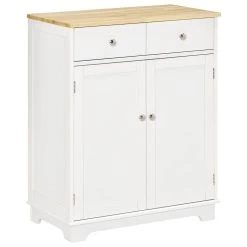 De gros 😀 HOMCOM HOMCOM Buffet Multi-rangement 2 Portes Avec étagère Réglable 2 Tiroirs Coulissants MDF Plateau Bois D'hévéa ❤️