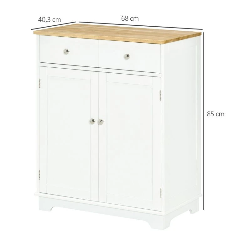 De gros 😀 HOMCOM HOMCOM Buffet Multi-rangement 2 Portes Avec étagère Réglable 2 Tiroirs Coulissants MDF Plateau Bois D'hévéa ❤️ 5 De gros 😀 HOMCOM HOMCOM Buffet Multi-rangement 2 Portes Avec étagère Réglable 2 Tiroirs Coulissants MDF Plateau Bois D'hévéa ❤️ – Image 3