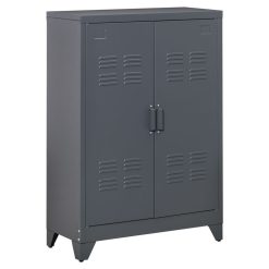 Bon marché ✔️ HOMCOM HOMCOM Armoire De Rangement Métal Design Industriel - 2 étagères - Structure Piètement Tôle Métal Gris Anthracite ????