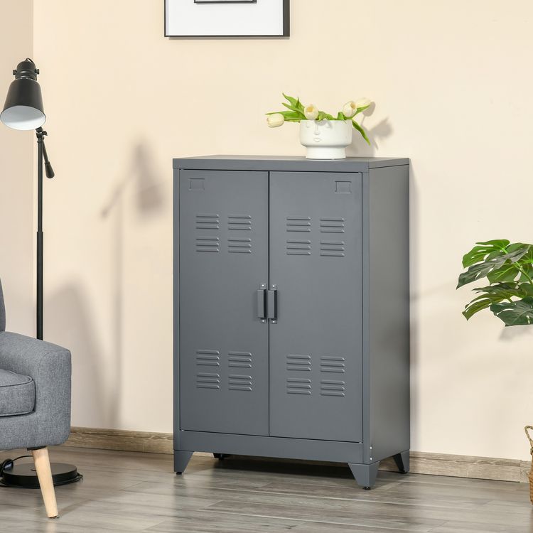 HOMCOM HOMCOM Armoire de rangement métal design industriel - 2 étagères - structure piètement tôle métal gris anthracite Bon marché ✔️ HOMCOM HOMCOM Armoire De Rangement Métal Design Industriel - 2 étagères - Structure Piètement Tôle Métal Gris Anthracite ???? -VIDAXL Shop unnamed file 557