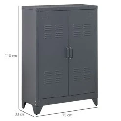 Bon marché ✔️ HOMCOM HOMCOM Armoire De Rangement Métal Design Industriel - 2 étagères - Structure Piètement Tôle Métal Gris Anthracite 🌟 -VIDAXL Shop unnamed file 558