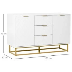 Meilleure vente 🎉 HOMCOM HOMCOM Buffet Design Contemporain Graphique 2 Placards Porte étagères Réglables 3 Tiroirs Coulissants MDF Blanc Métal Doré 🎁 -VIDAXL Shop unnamed file 561