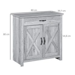 Promo ???? HOMCOM HOMCOM Buffet 2 Portes Tiroir Style Rural Chic Placard Avec étagère Poignées Métal Noir MDF Panneaux Particules Aspect Bois Gris Clair ⌛ -VIDAXL Shop unnamed file 570