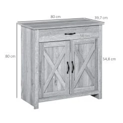 Promo 👏 HOMCOM HOMCOM Buffet 2 Portes Tiroir Style Rural Chic Placard Avec étagère Poignées Métal Noir MDF Panneaux Particules Aspect Bois Gris Clair ⌛ -VIDAXL Shop unnamed file 570