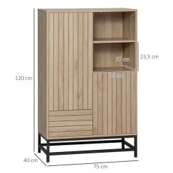 Meilleur prix 👍 HOMCOM Buffet Haut Design Urban Craft - 2 Portes Avec étagère, 2 Niches, Tiroir - Piètement Acier Noir - MDF Aspect Bois Clair 🎁 -VIDAXL Shop unnamed file 573